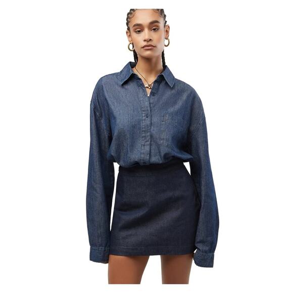WeWoreWhat Tops - NEW WeWoreWhat Oversized Chambray Boyfriend Button Down Top M/L Blue